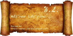 Wéner Lőrinc névjegykártya
